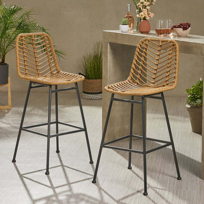 All-weather Patio Wicker Bar Stools-Bar Stools-NOFRAN