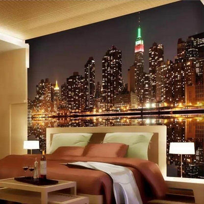 City Night Cityscapes Mural Wallpaper - NOFRAN