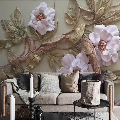 Flower Tree Mural Wallpaper - Embossed - NOFRAN