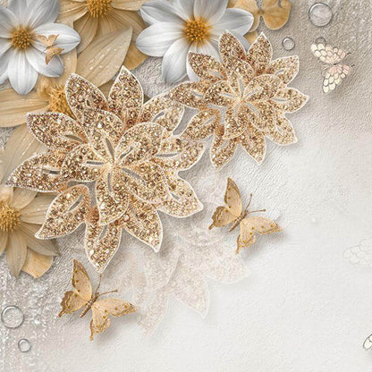 Gold Flower Mural Wallpaper - NOFRAN