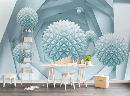 Light Green Geometric Mural Wallpaper - NOFRAN