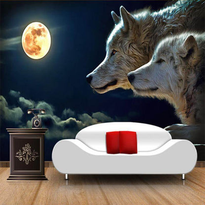 Moonlight Wolf Mural Wallpaper - NOFRAN