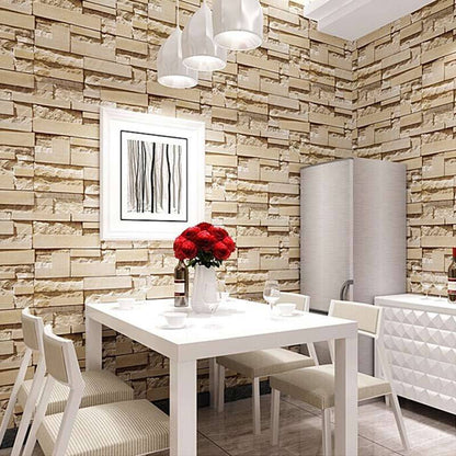 Stone Brick Wall Mural Wallpaper - NOFRAN