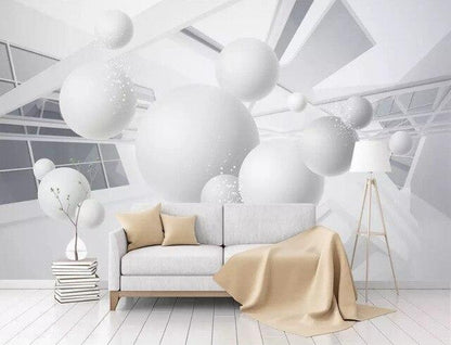 White Balls Background Mural Wallpaper - NOFRAN