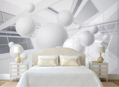 White Balls Background Mural Wallpaper - NOFRAN