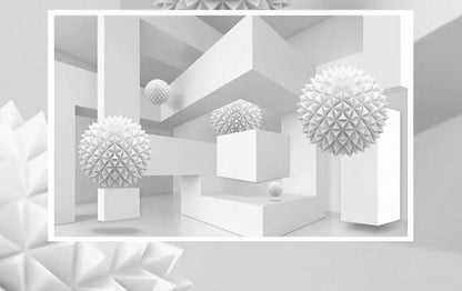 White Balls in A Room Mural Wallpaper - NOFRAN