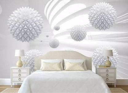 White Balls in A Room Mural Wallpaper - NOFRAN