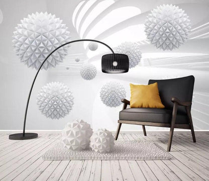 White Balls in A Room Mural Wallpaper - NOFRAN