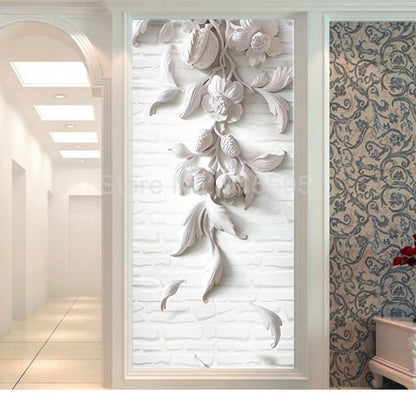 White Floral Mural Wallpaper- Non Women - NOFRAN