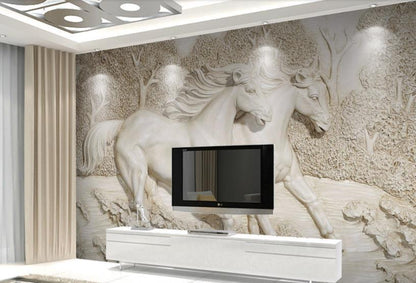 White-Horse Mural Wallpaper - NOFRAN