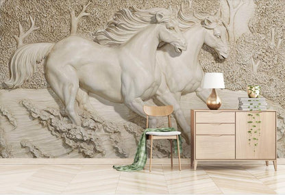 White-Horse Mural Wallpaper - NOFRAN